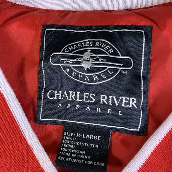 Vintage Krispy Kreme Jacket Mens XL Red V Neck Windbreaker Charles River Apparel - Picture 4 of 10